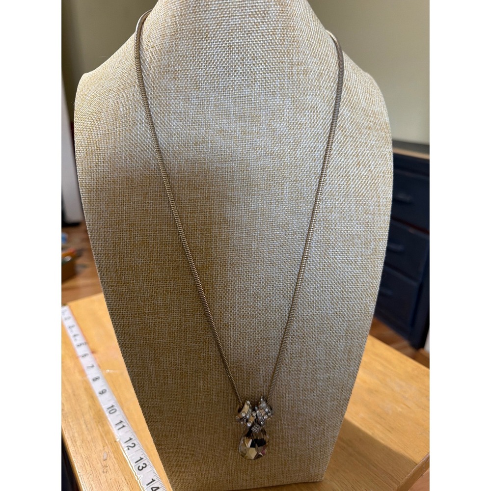 Loft Gold Tone Long Snake Chain Teardrop Crystal Pendant Necklace Layering